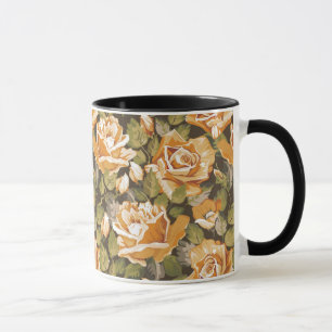 Vintage Floral pattern of yellow roses Mug