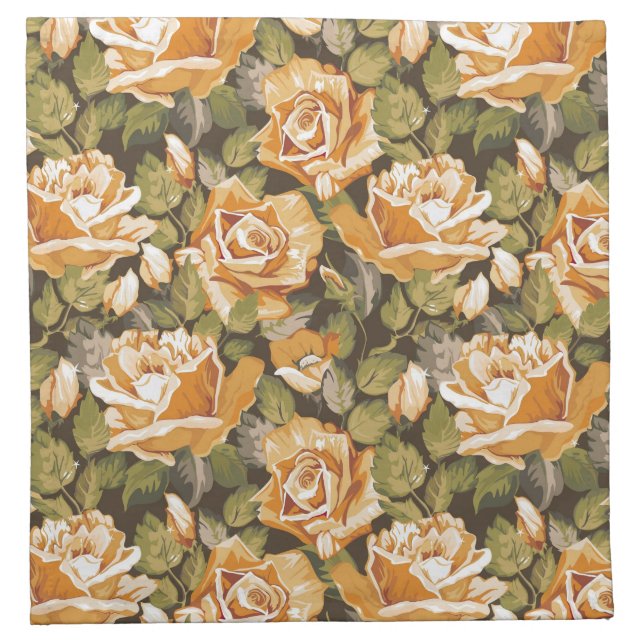 Vintage Floral pattern of yellow roses Napkin (Front)