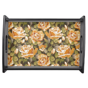Vintage Floral pattern of yellow roses Serving Tray