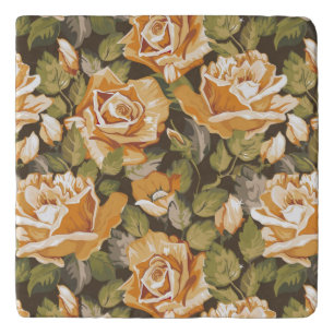 Vintage Floral pattern of yellow roses Trivet