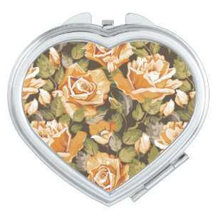 Vintage Floral pattern of yellow roses Vanity Mirror