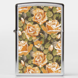 Vintage Floral pattern of yellow roses Zippo Lighter