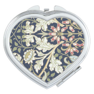 Vintage Floral Pattern on Blue Compact Mirror