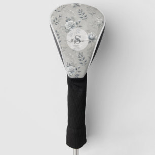 Vintage Floral Pattern on Rustic Gray Background Golf Head Cover