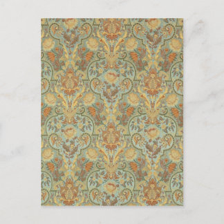 Vintage Floral Pattern Paisley Cyan Green Yellow Postcard