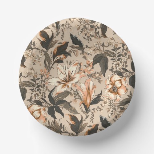 Vintage Floral Pattern Paper Bowls