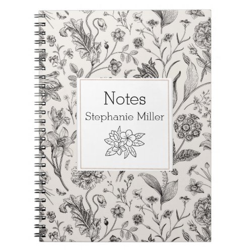 Vintage Floral Pattern Personalized Notebook