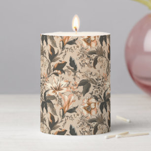 Vintage Floral Pattern Pillar Candle