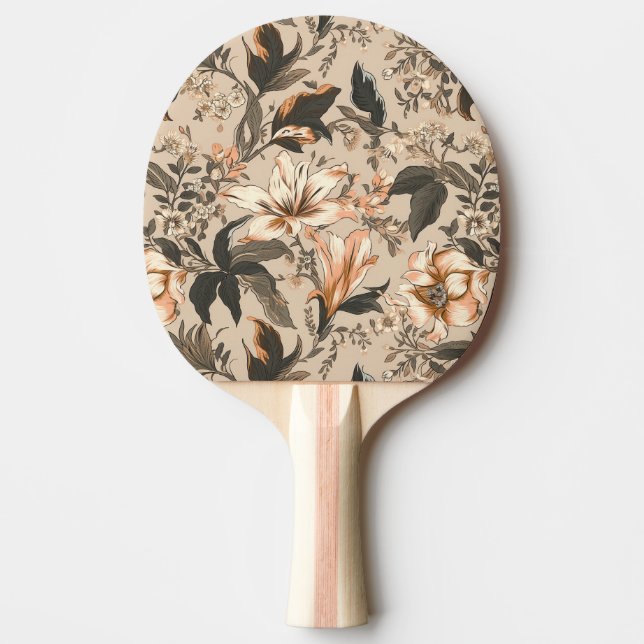 Vintage Floral Pattern Ping Pong Paddle (Front)