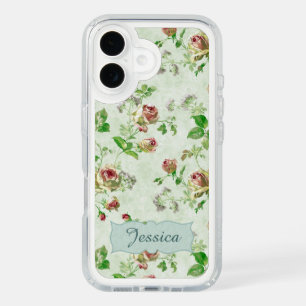 Vintage Floral Pattern Pink Roses Personalised iPhone 16 Case