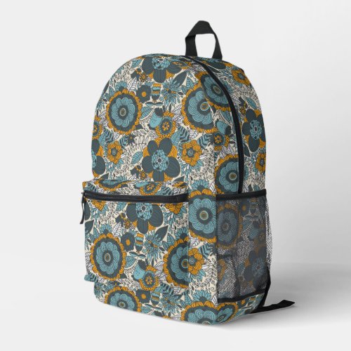 Vintage floral pattern printed backpack