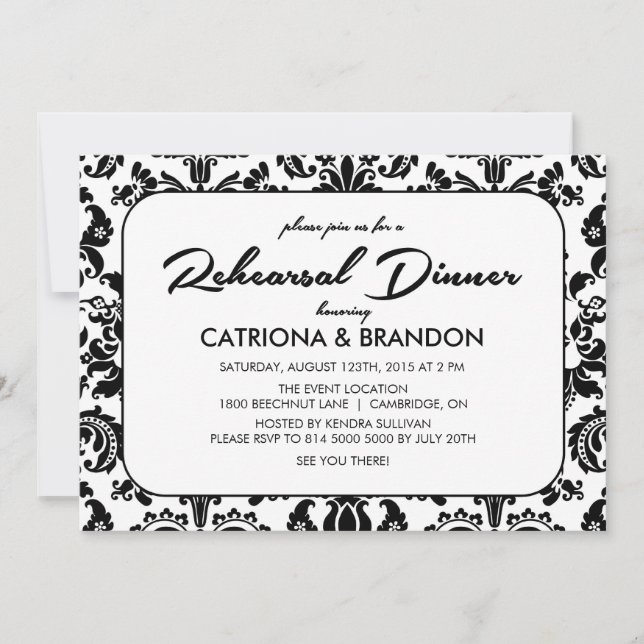 Vintage Floral Pattern Rehearsal Dinner Invitation (Front)
