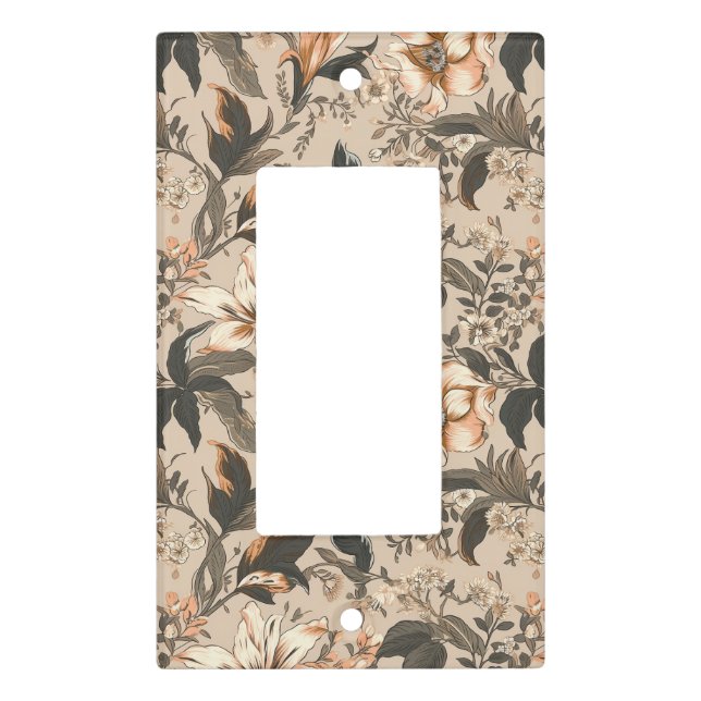 Vintage Floral Pattern Single Light Switch Cover (Front)