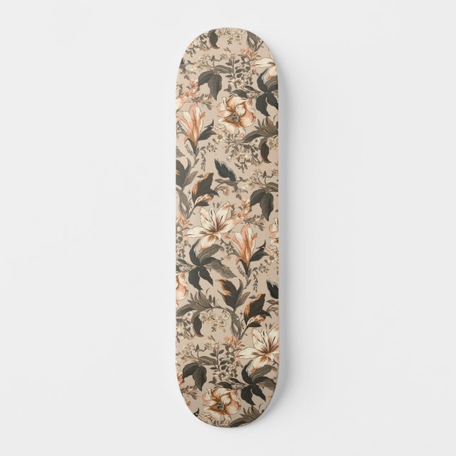 Vintage Floral Pattern Skateboard (Front)