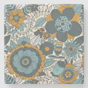 Vintage floral pattern stone coaster
