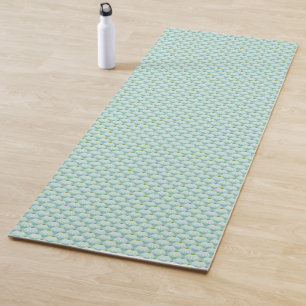 Vintage Floral Pattern Teal Blue & Olive Green Yoga Mat