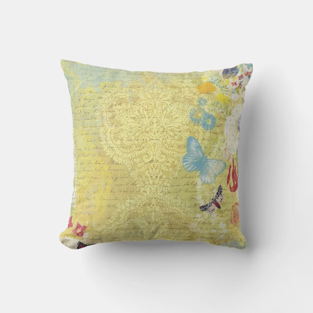 vintage floral pattern throw pillow (Front)