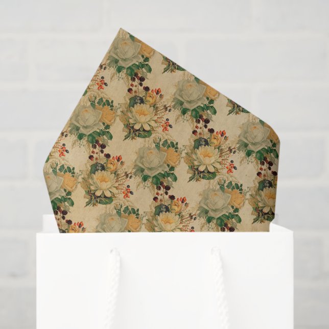 Vintage Floral Pattern Tissue Paper (Gift Bag)