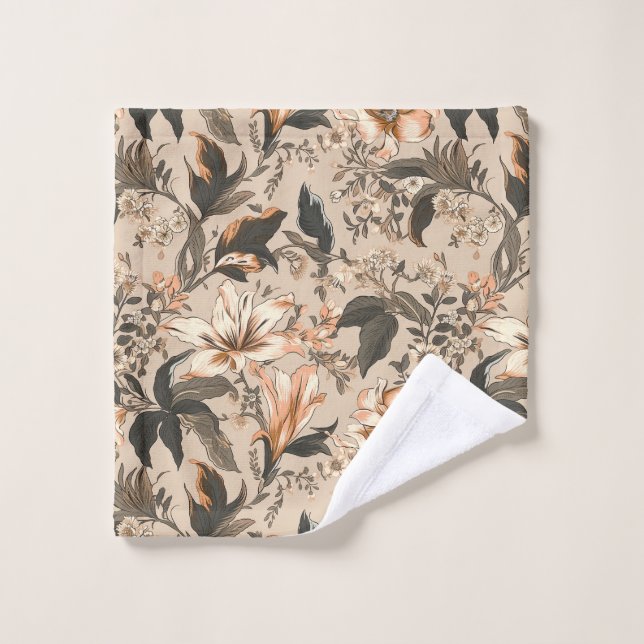 Vintage Floral Pattern Towel (Wash Cloth)