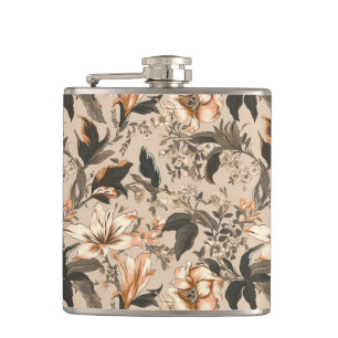 Vintage Floral Pattern Vinyl Wrapped Flask