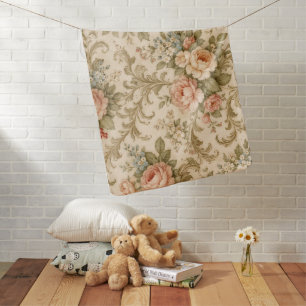 Vintage Floral Pattern Wallpaper Baby Blanket