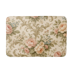 Vintage Floral Pattern Wallpaper Bath Mat