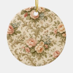 Vintage Floral Pattern Wallpaper Ceramic Ornament