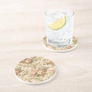 Vintage Floral Pattern Wallpaper Coaster