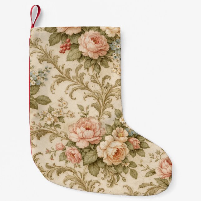 Vintage Floral Pattern Wallpaper  Small Christmas Stocking (Front)