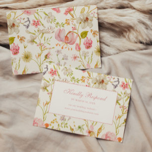 Vintage Floral Pattern Wedding RSVP Card