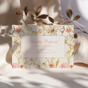 Vintage Floral Pattern Wedding RSVP Card