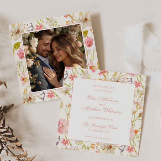 Vintage Floral Pattern Wedding Save The Date (Creator Uploaded)