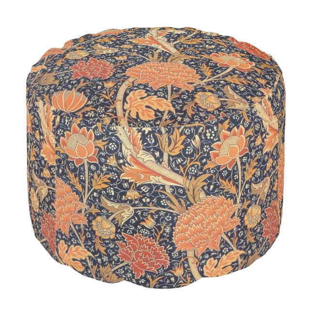 Vintage Floral Pattern, William Morris Pouf (Angled Back)
