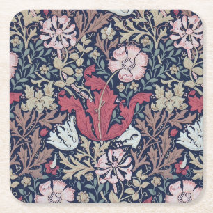 Vintage Floral Pattern, William Morris Square Paper Coaster