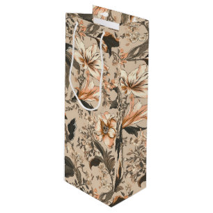 Vintage Floral Pattern Wine Gift Bag