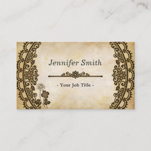 Customizable Vintage Floral Pattern with Antique Old Paper Business Card
