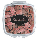 Vintage Floral Pattern With Custom Monogram Compact Mirror at Zazzle