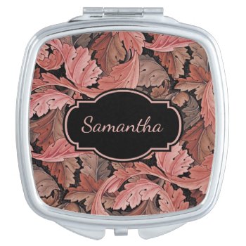 Vintage Floral Pattern With Custom Monogram Compact Mirror by encore_arts at Zazzle