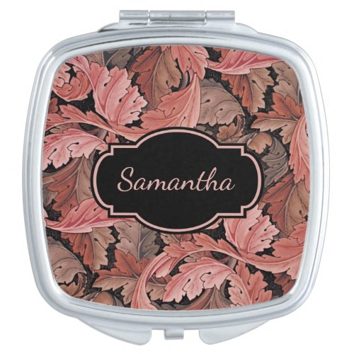 Vintage Floral Pattern with Custom Monogram Compact Mirror