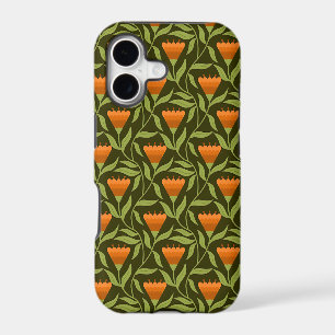 Vintage Floral Pattern with Orange Tulips iPhone 17 Case