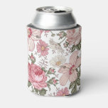 Vintage Floral Pattern with Roses Can Cooler
