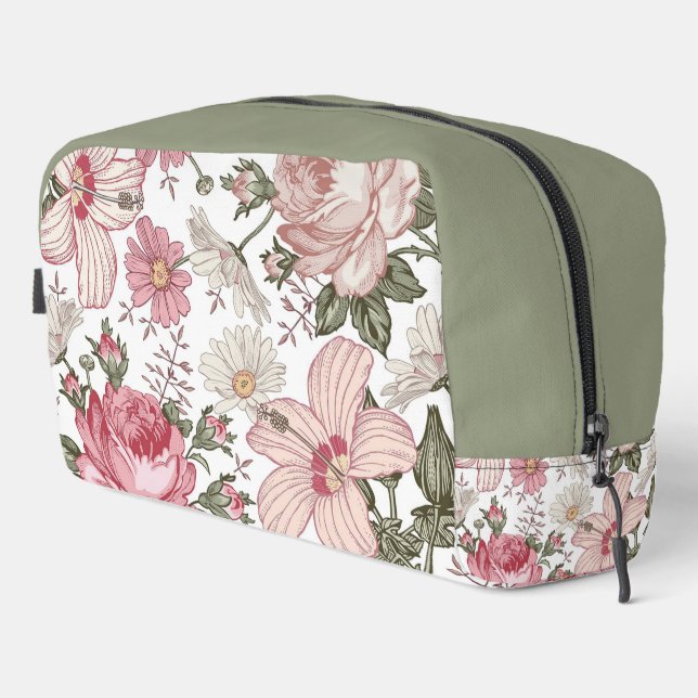 Vintage Floral Pattern with Roses Dopp Kit (Right Corner)