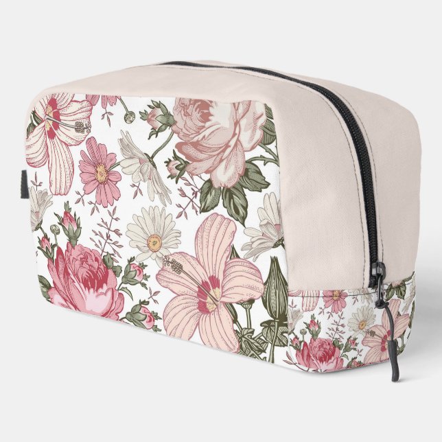 Vintage Floral Pattern with Roses Dopp Kit (Right Corner)