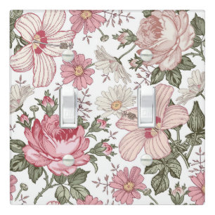 Vintage Floral Pattern with Roses Light Switch Cover