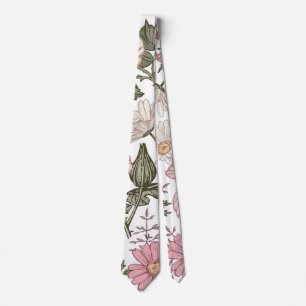 Vintage Floral Pattern with Roses Neck Tie