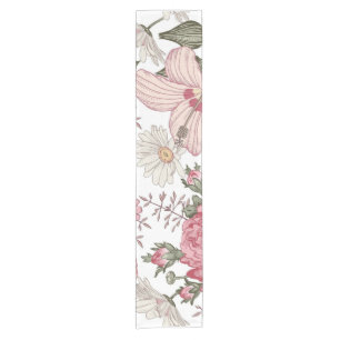Vintage Floral Pattern with Roses Short Table Runner