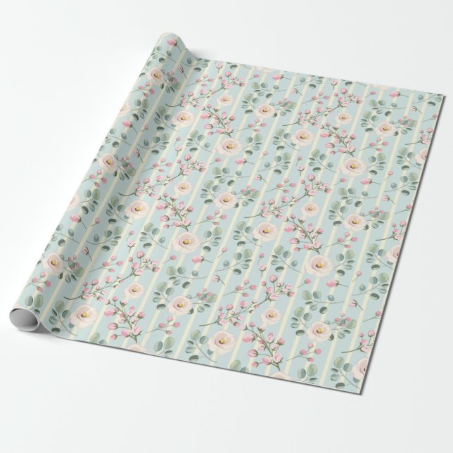 Vintage Floral pattern Wrapping Paper (Unrolled)