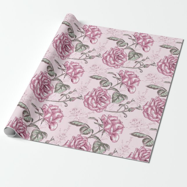 Vintage Floral pattern Wrapping Paper (Unrolled)