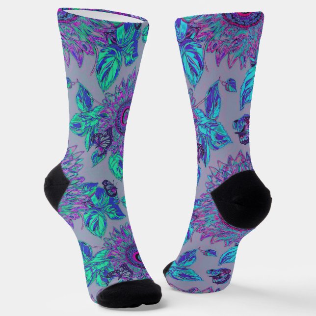 Vintage Floral Patterned Odd Socks (Angled)