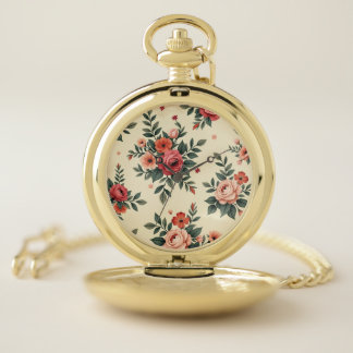Vintage floral patterns with classic elegance pocket watch